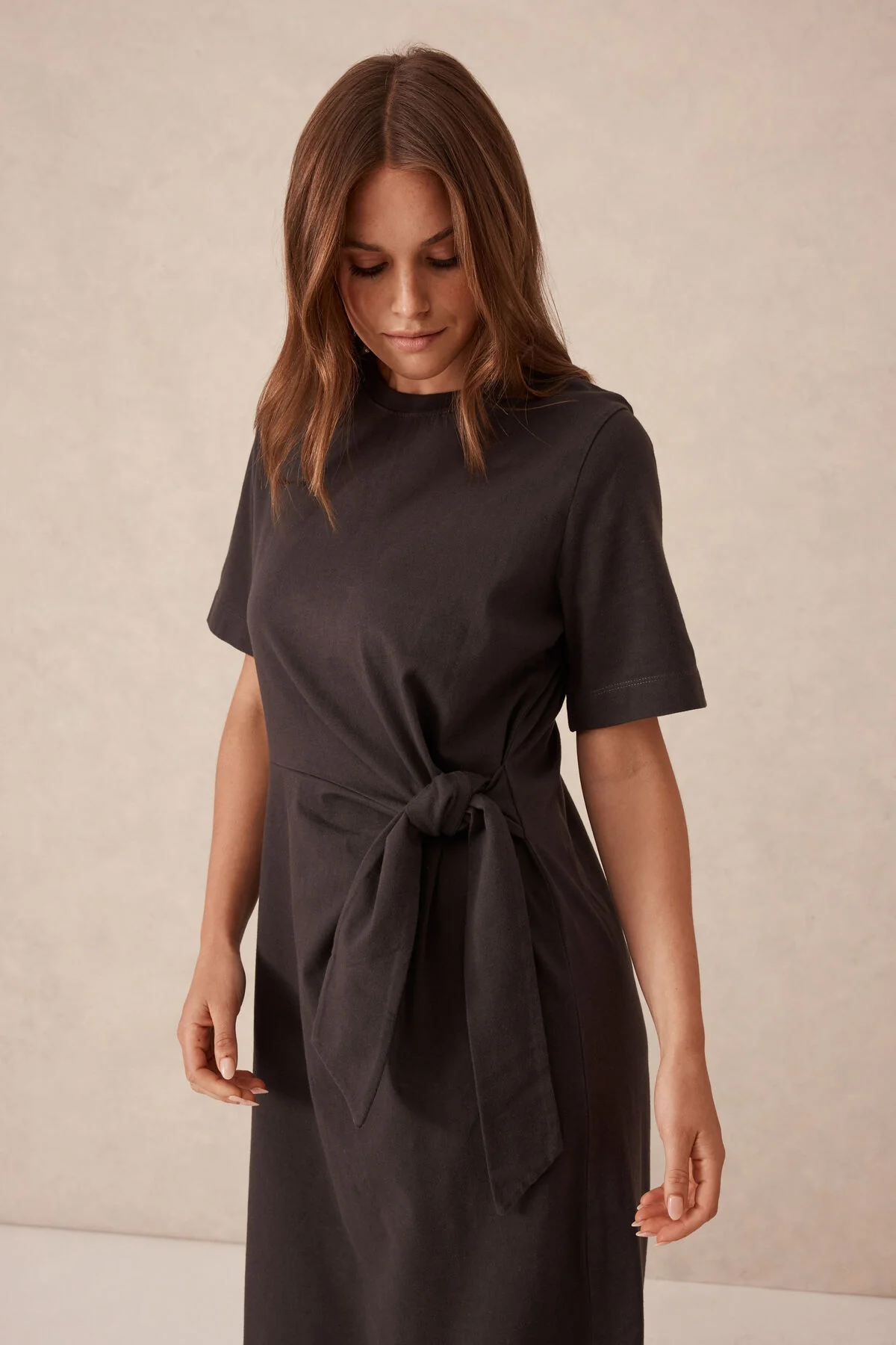 Allora Tie Midi Tee Dress | Phantom - Image 5