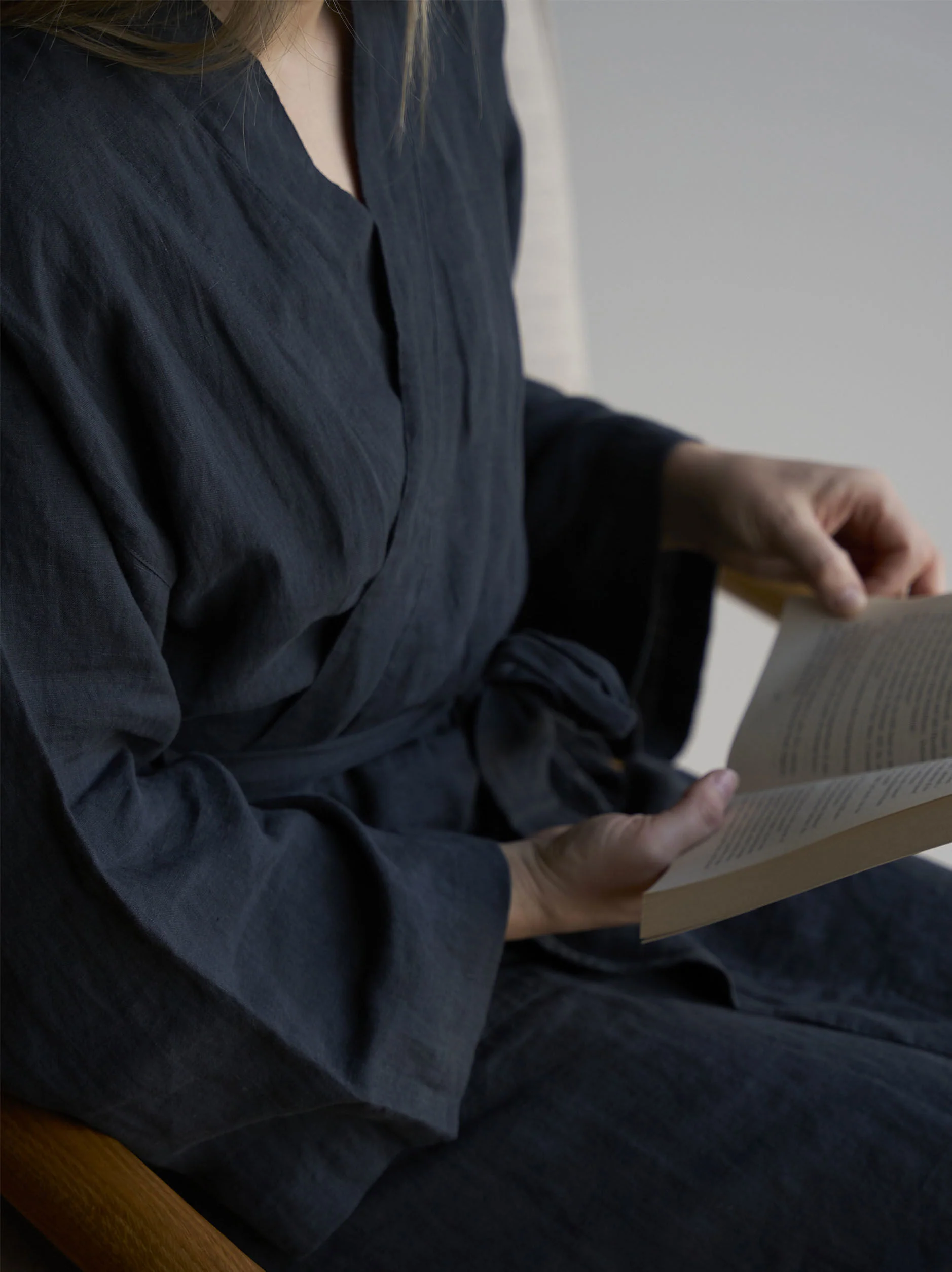 Blue Black Linen Robe - Image 3