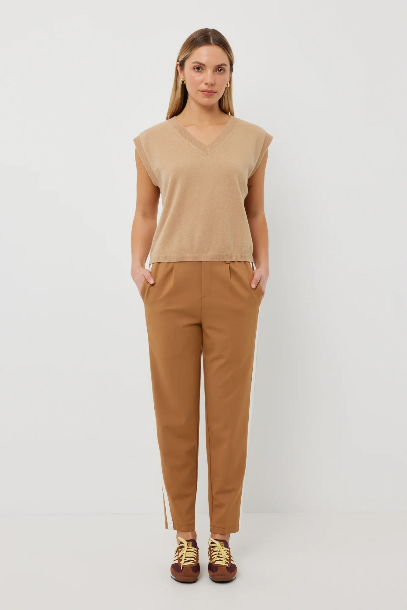 Bobbie Pants | Caramel + White