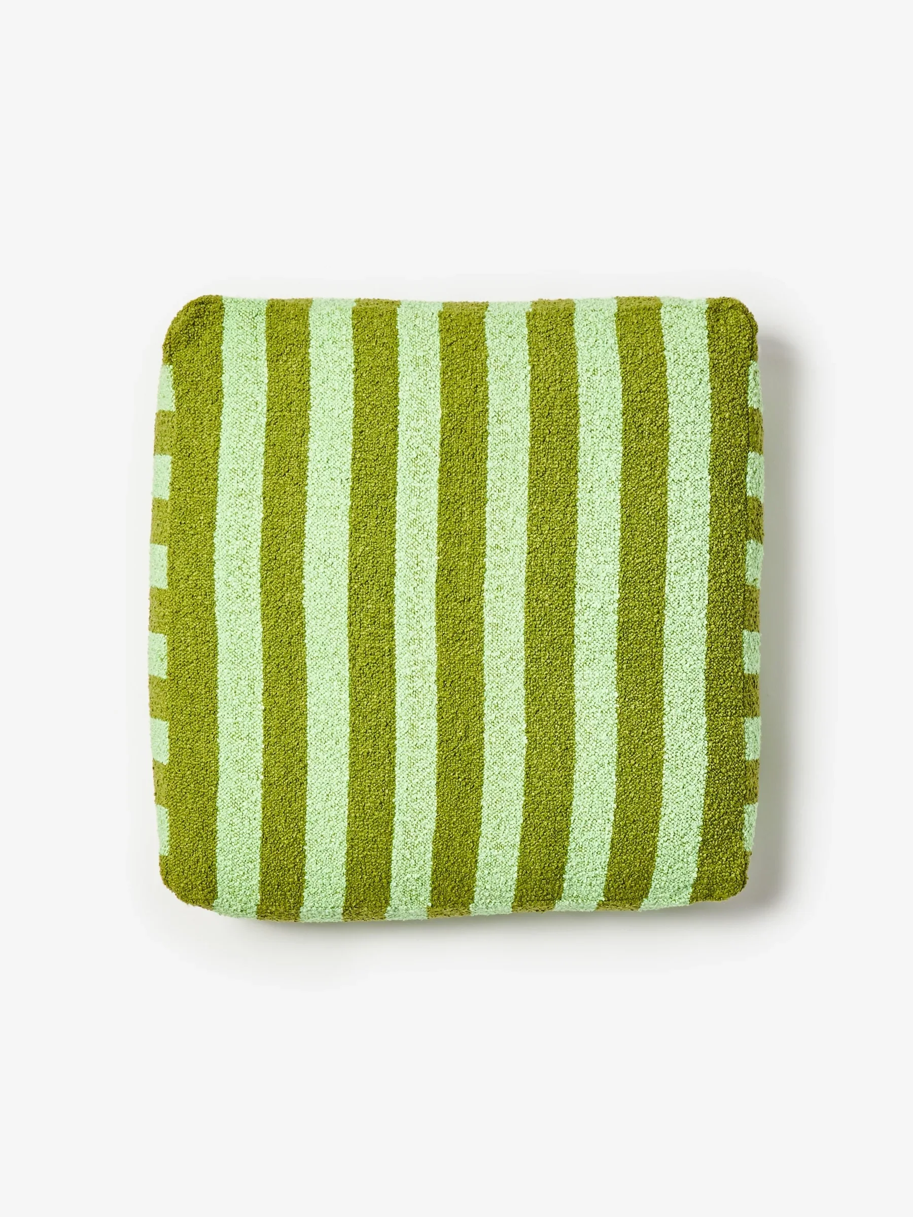 Boucle Stripe Pouffe | Olive Green - Image 2