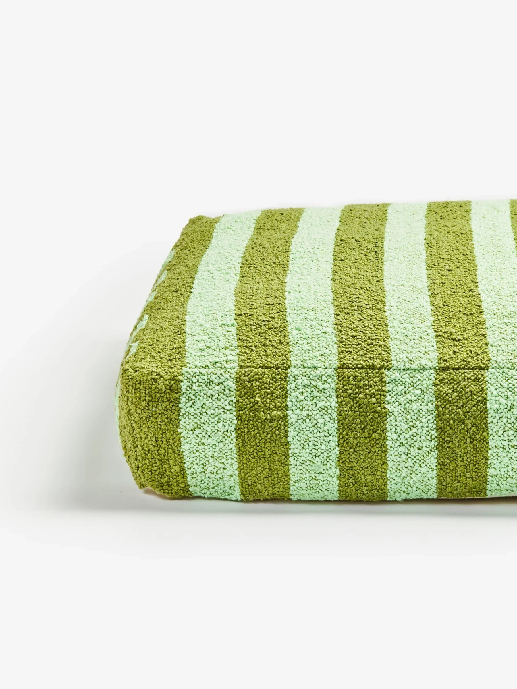 Boucle Stripe Pouffe | Olive Green - Image 3