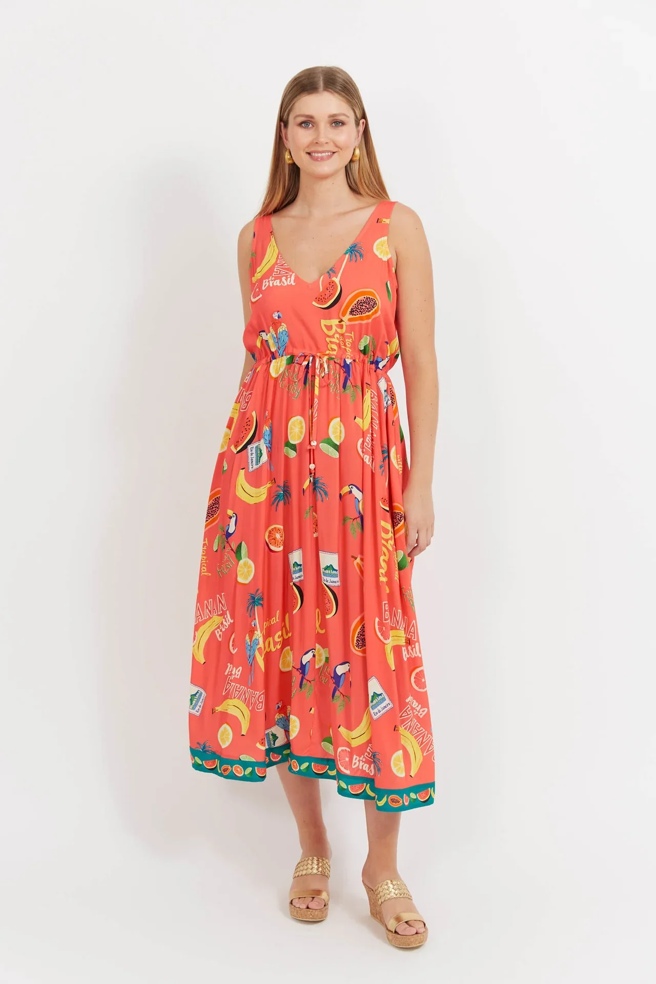 Cabana Tie Dress | Brasil Coral - Image 2