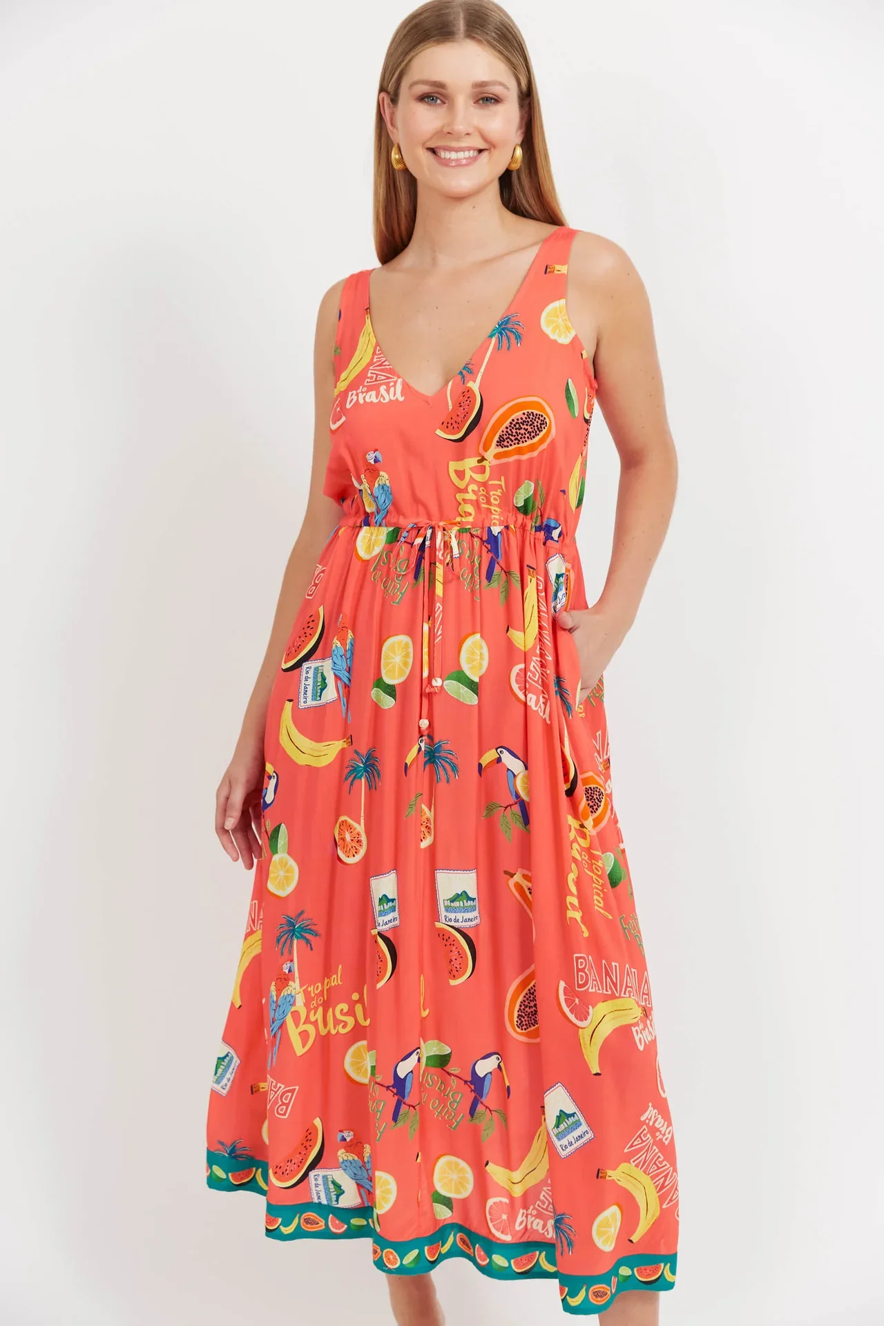 Cabana Tie Dress | Brasil Coral - Image 9
