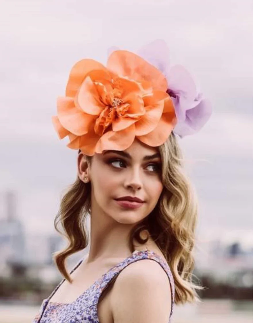 Cindy Fascinator | Orange - Image 2