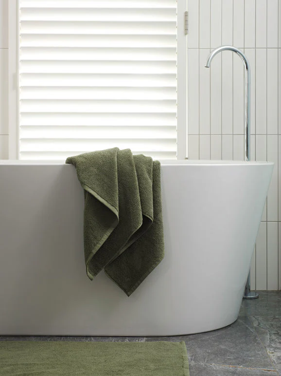 Classic Cotton Bath Towel | Olive - Image 2