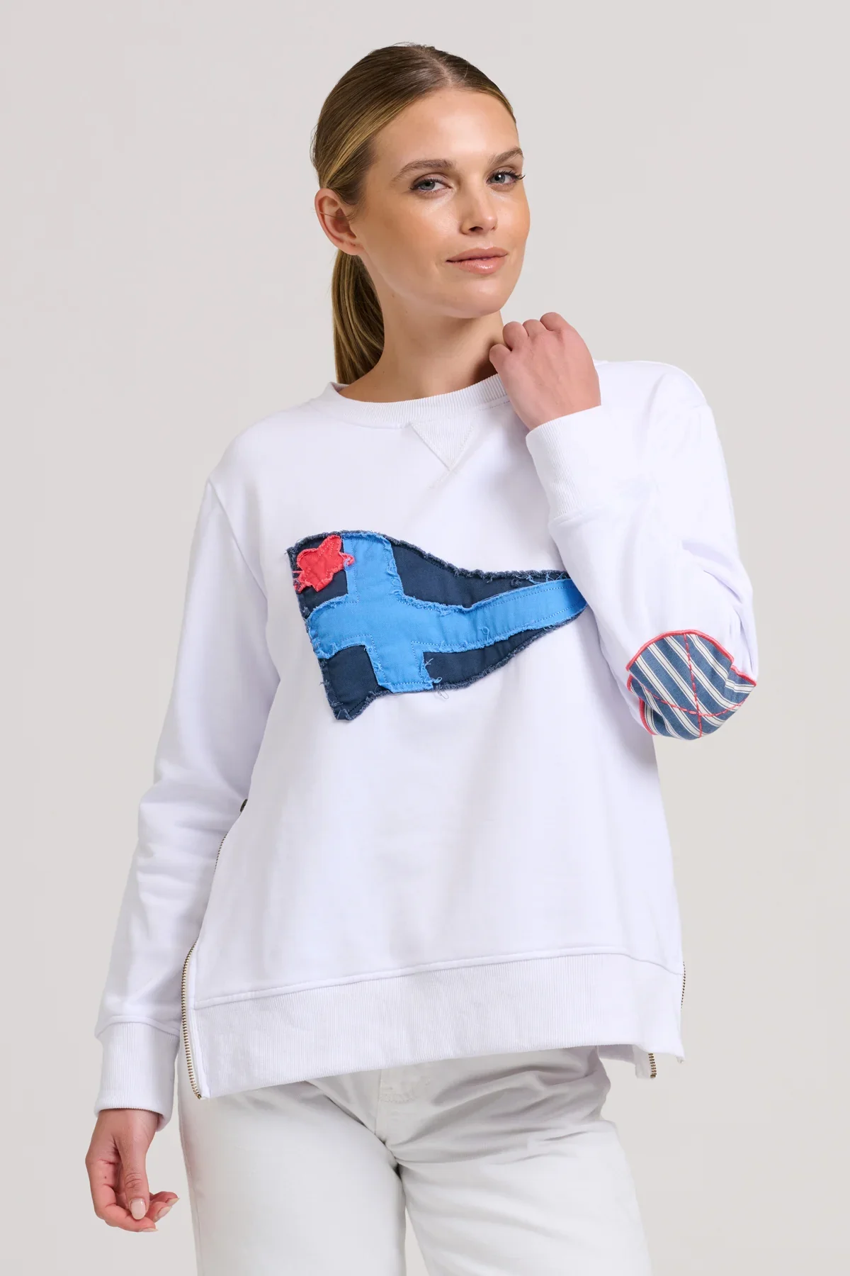 Classic Zipside Naval Flag | White/Navy - Image 2