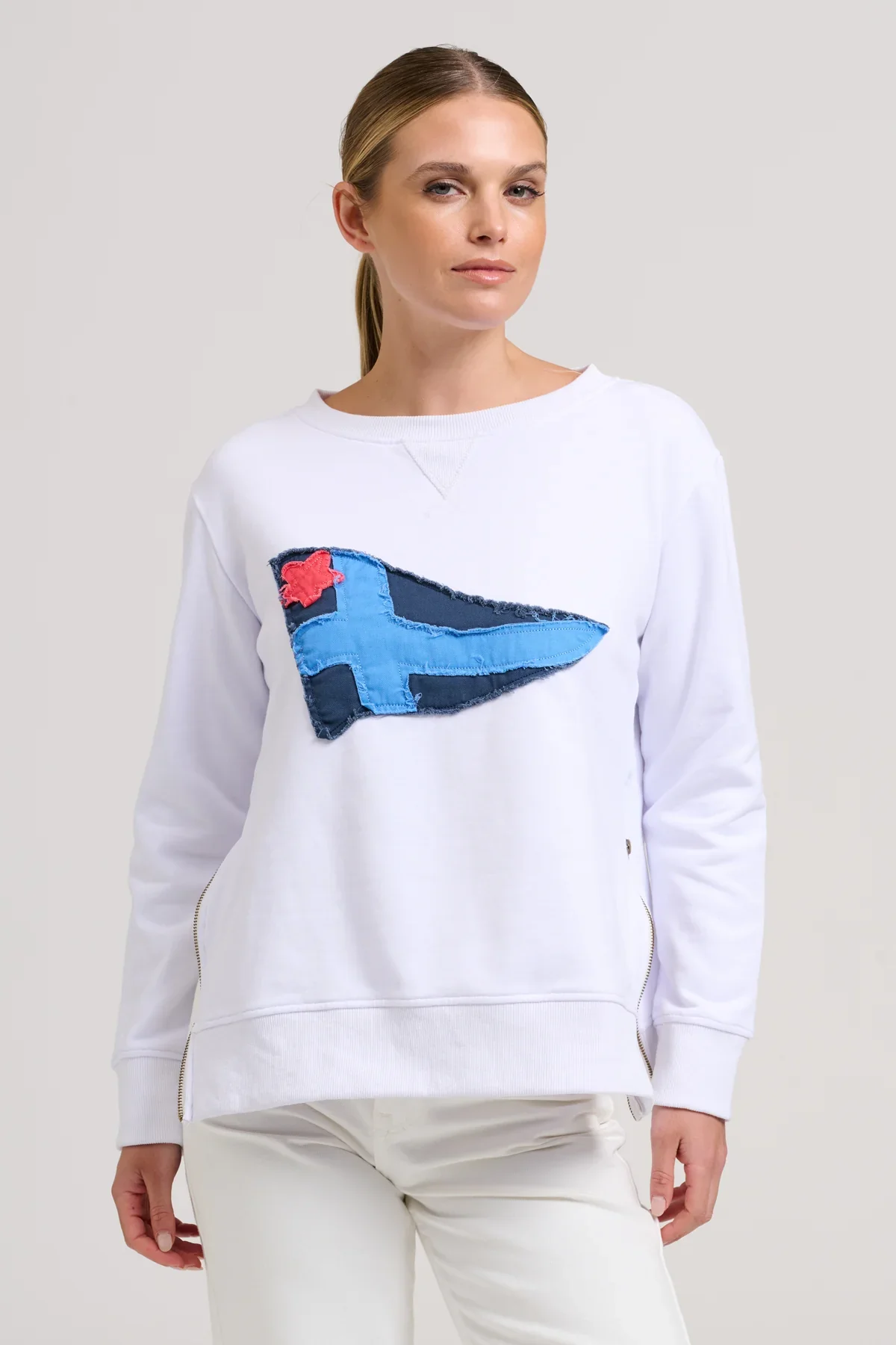 Classic Zipside Naval Flag | White/Navy - Image 3