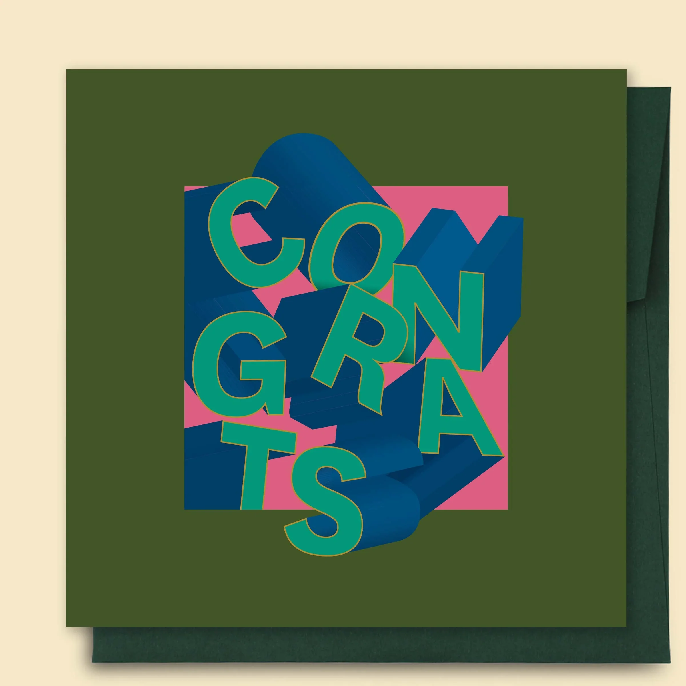 Congrats Dimensional Card | Green