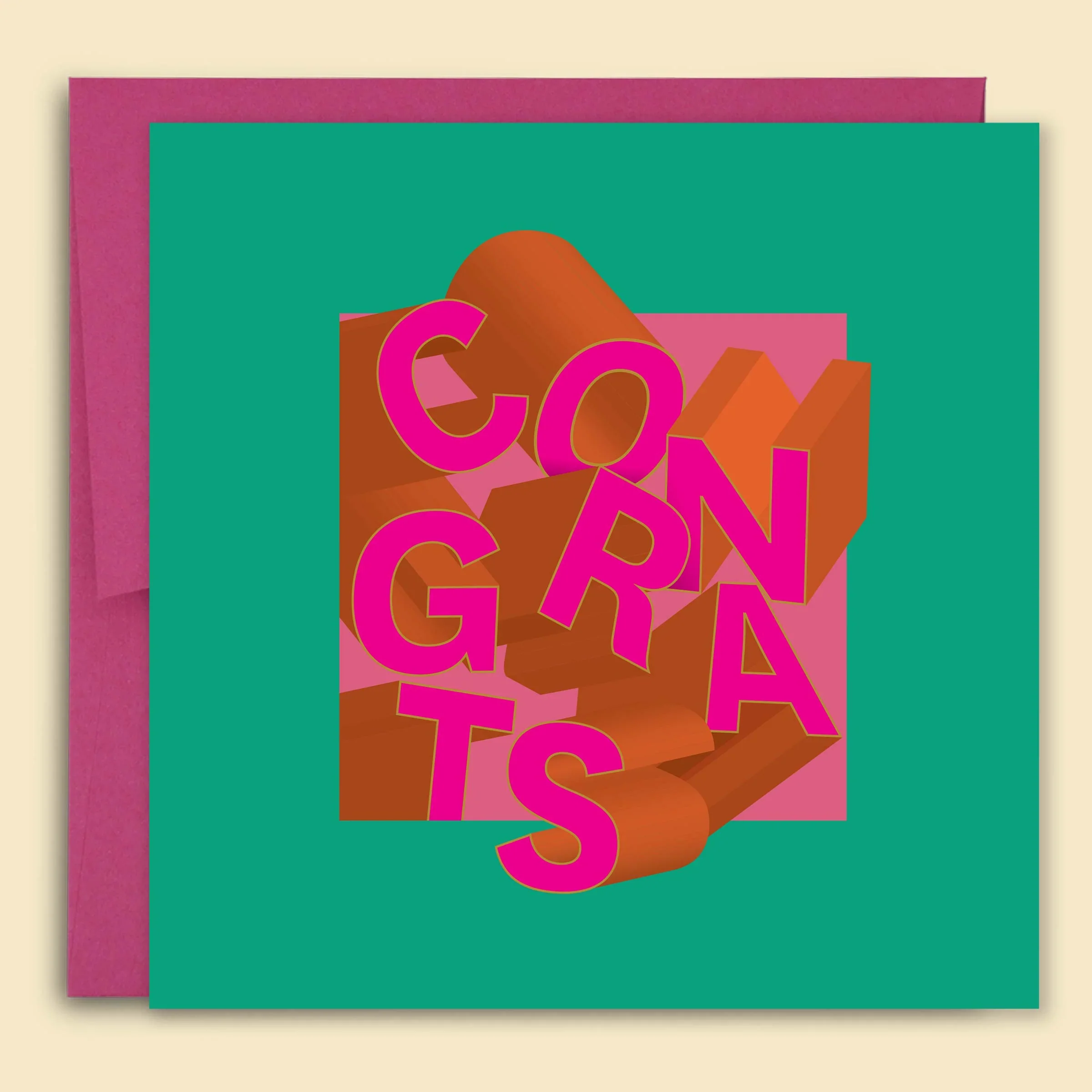 Congrats Dimensional Card | Hot Pink