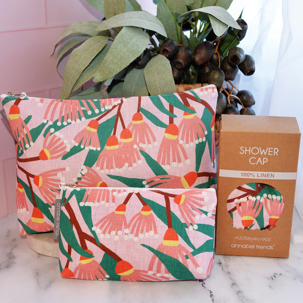 Large Cosmetic Bag | Linen | Blossom Branches - Image 2