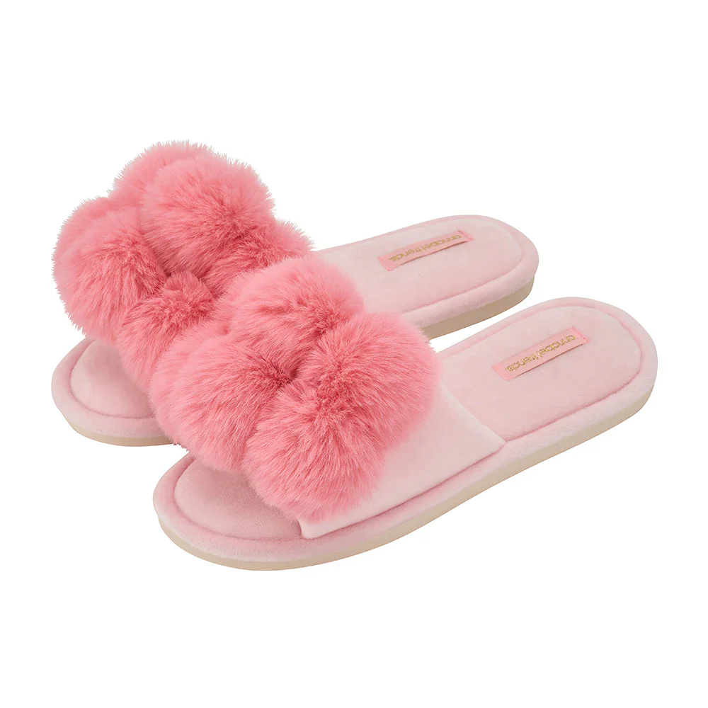 Cosy Luxe Pom Pom Slippers | Shell Pink