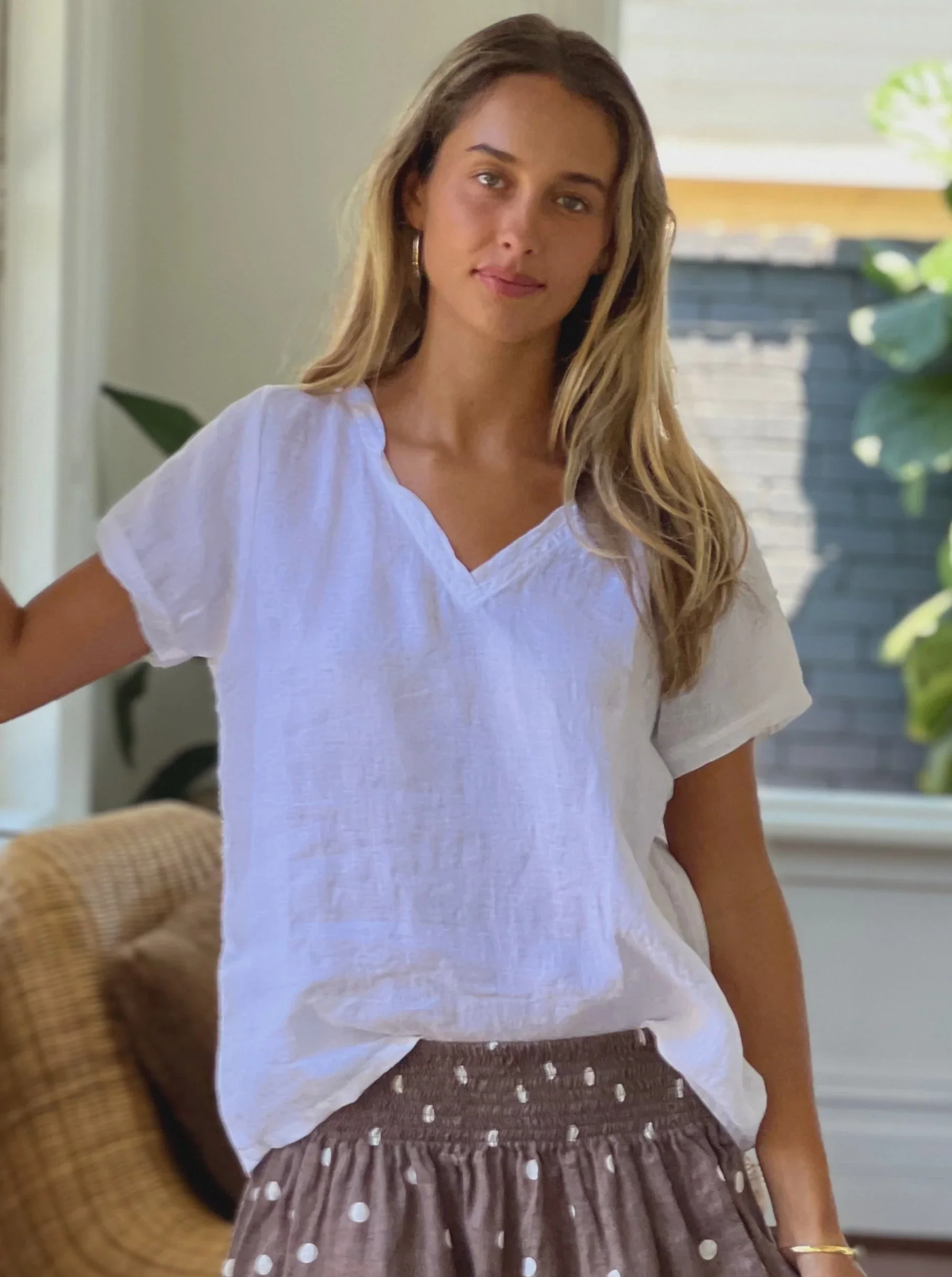 Ellie V Neck Top | White - Image 2