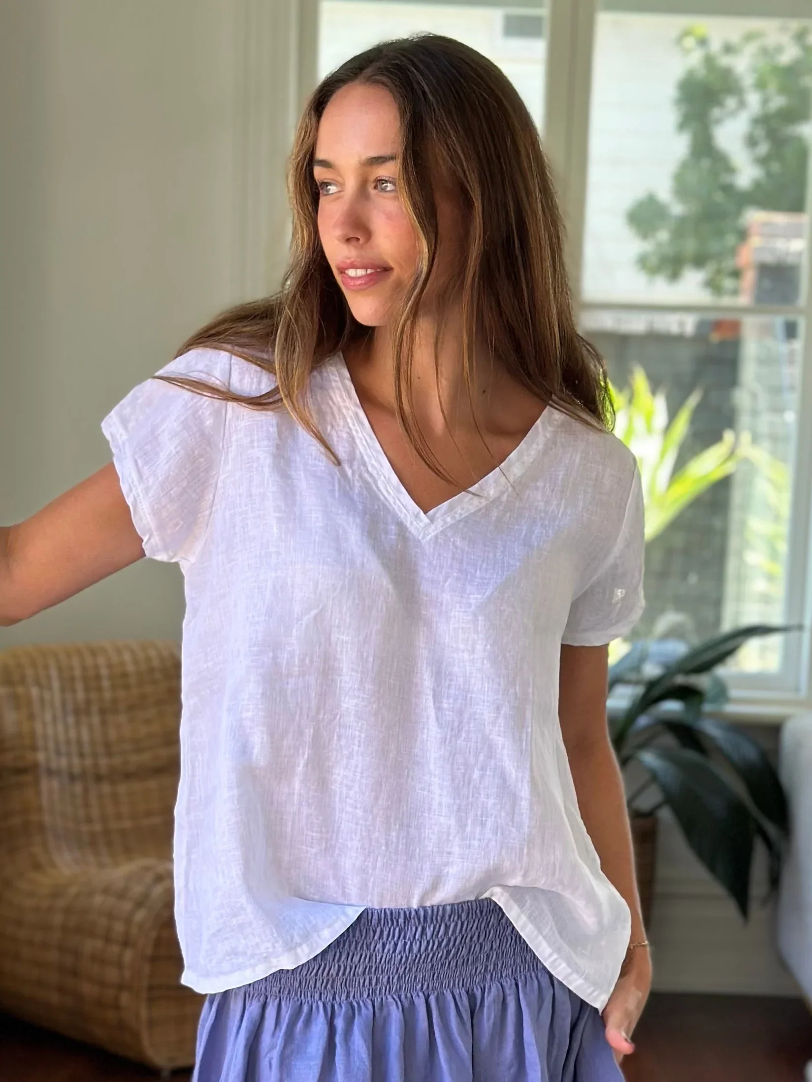 Ellie V Neck Top | White - Image 3