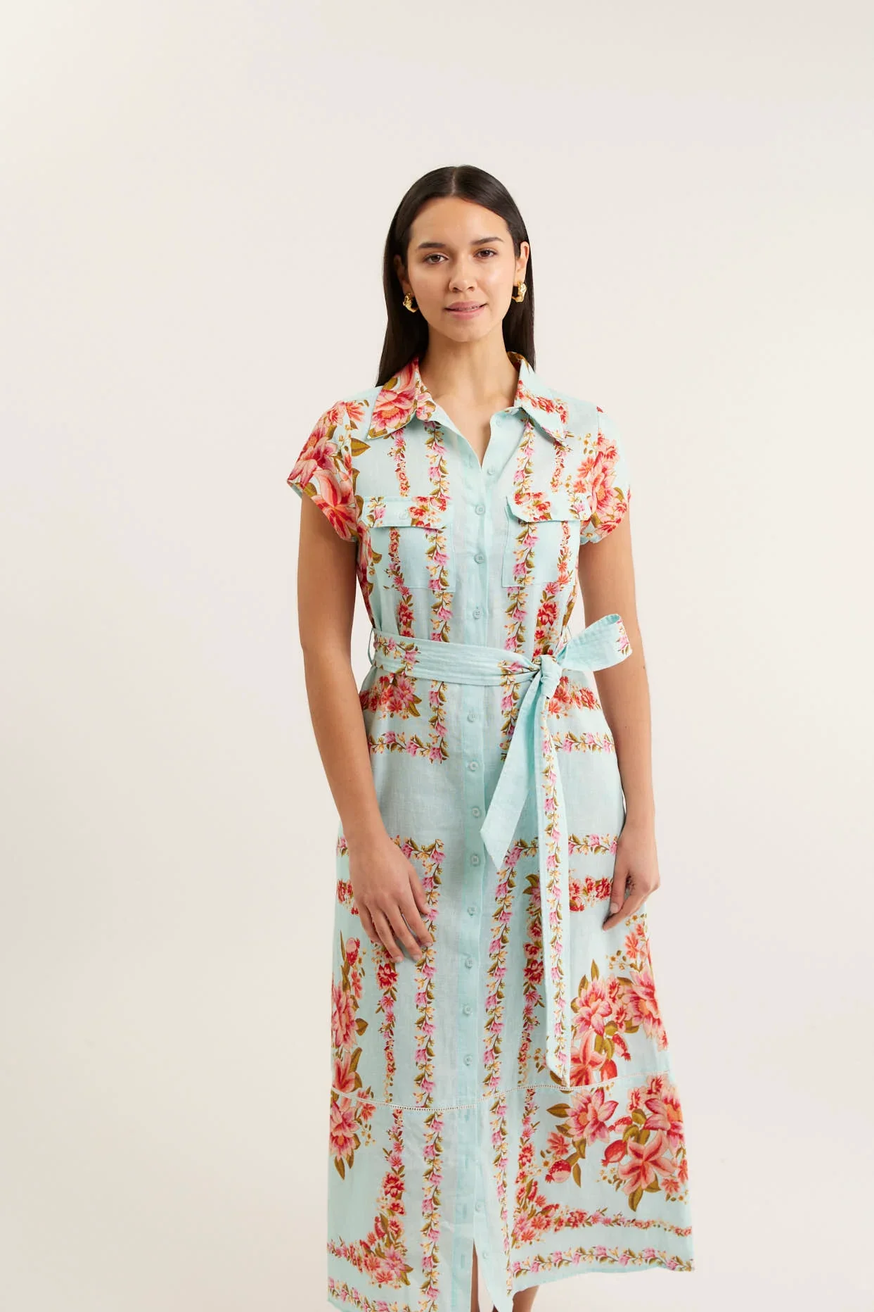 Estella Linen Dress in Portofino - Image 4