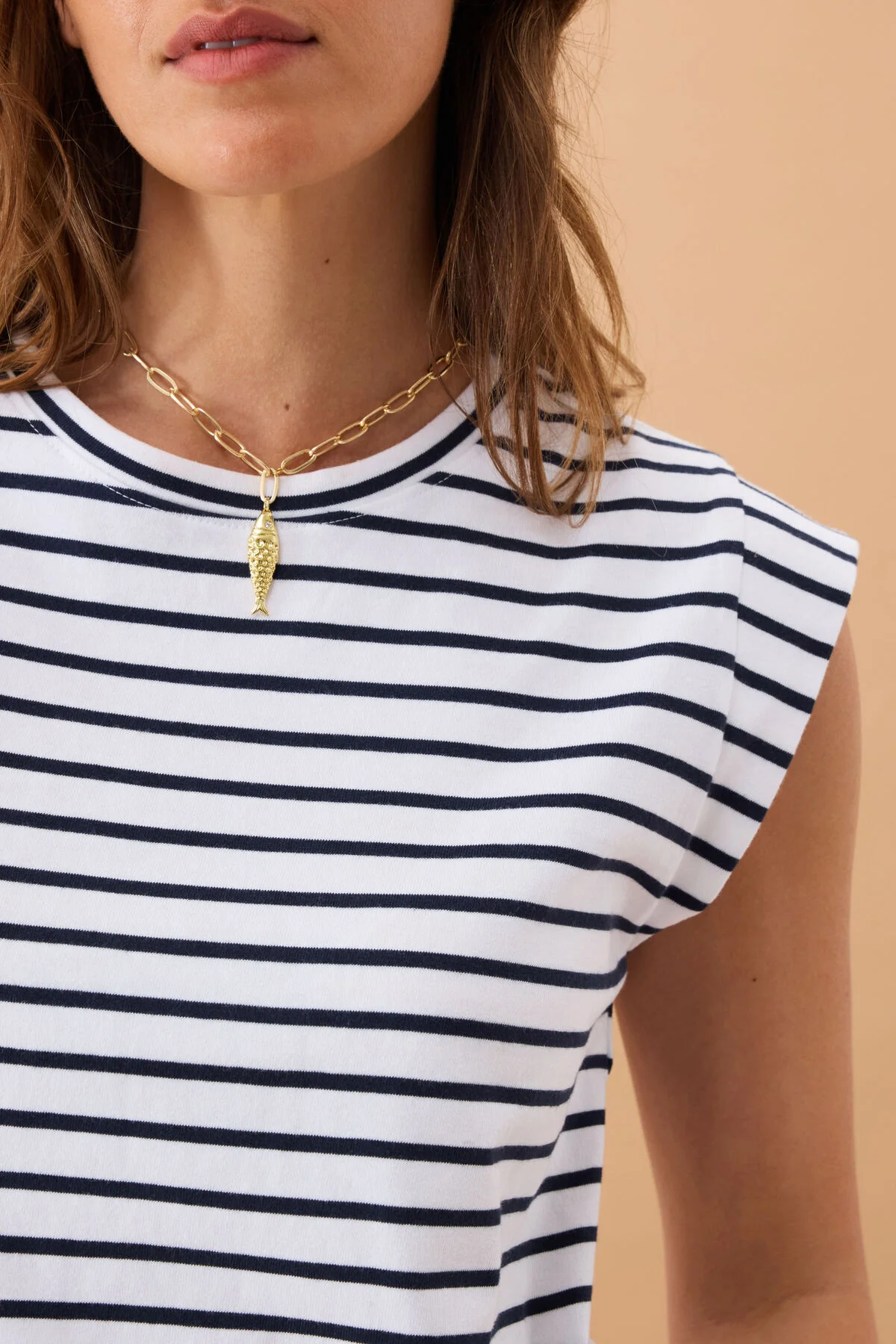 Extended Shoulder Tee|Navy Stripe - Image 6