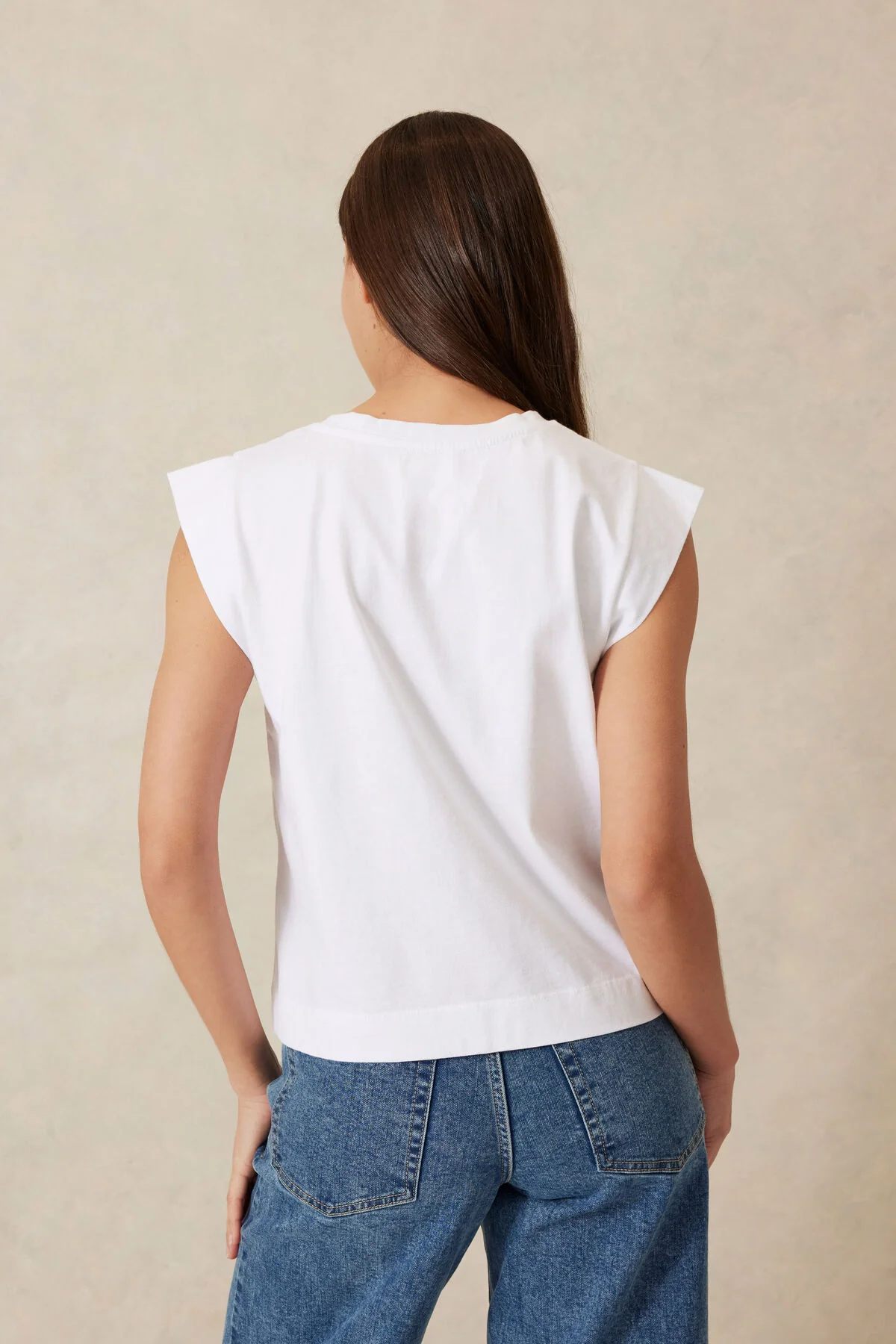 Esme Extended Shoulder Tee | White - Image 3