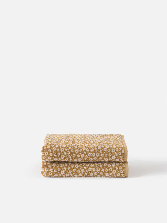 Forget Me Not Cotton Hand Towel | Citron/Nougat - Image 3