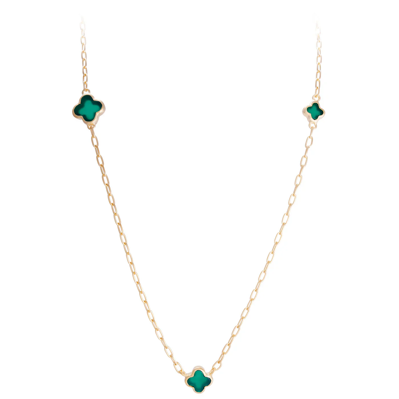 Green Agate Clover Necklace