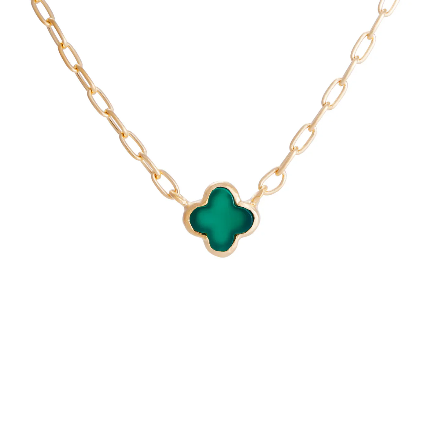 Green Agate Clover Necklace - Image 2