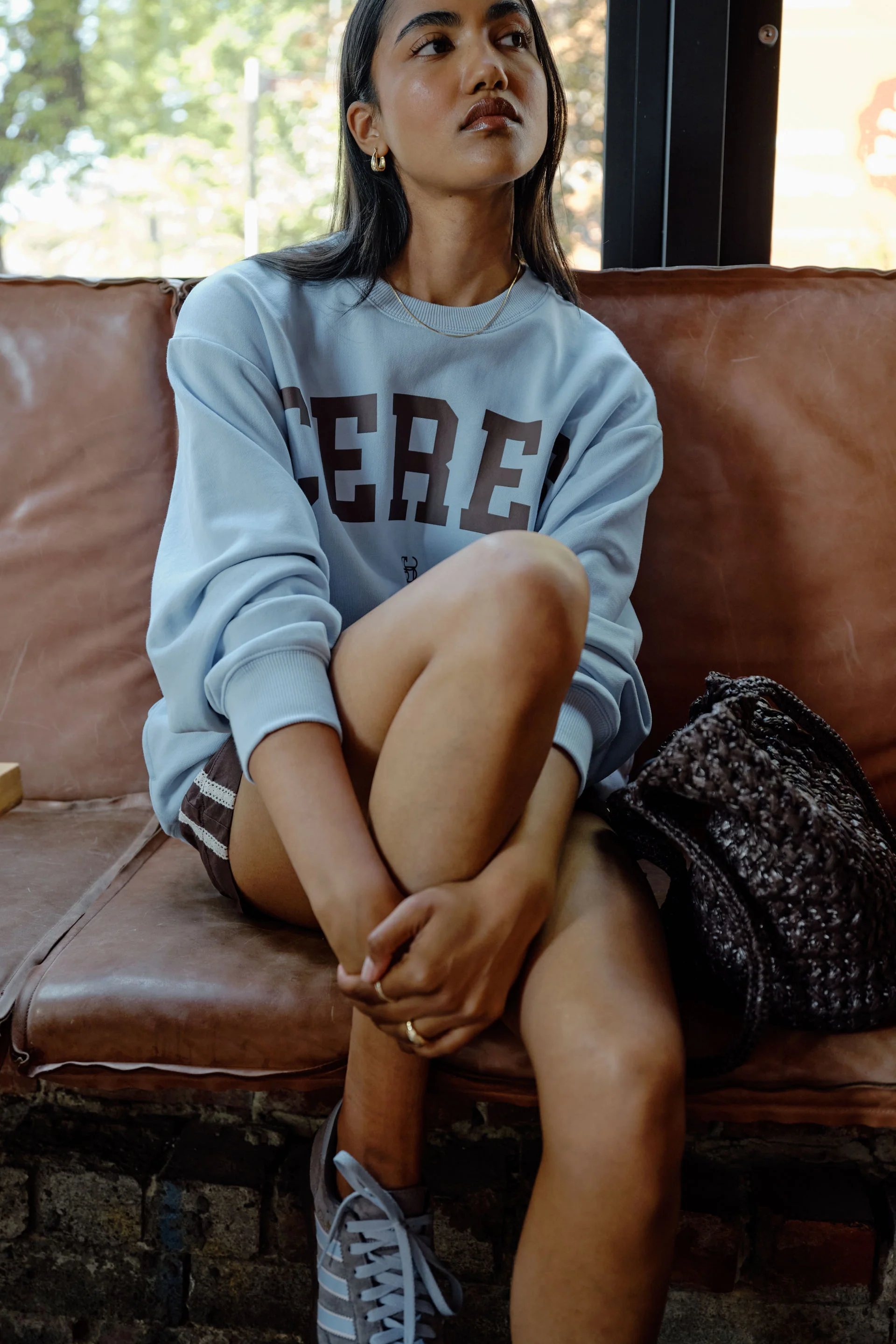 Isla Oversized Slouchy Crew | Chalk Blue - Image 4