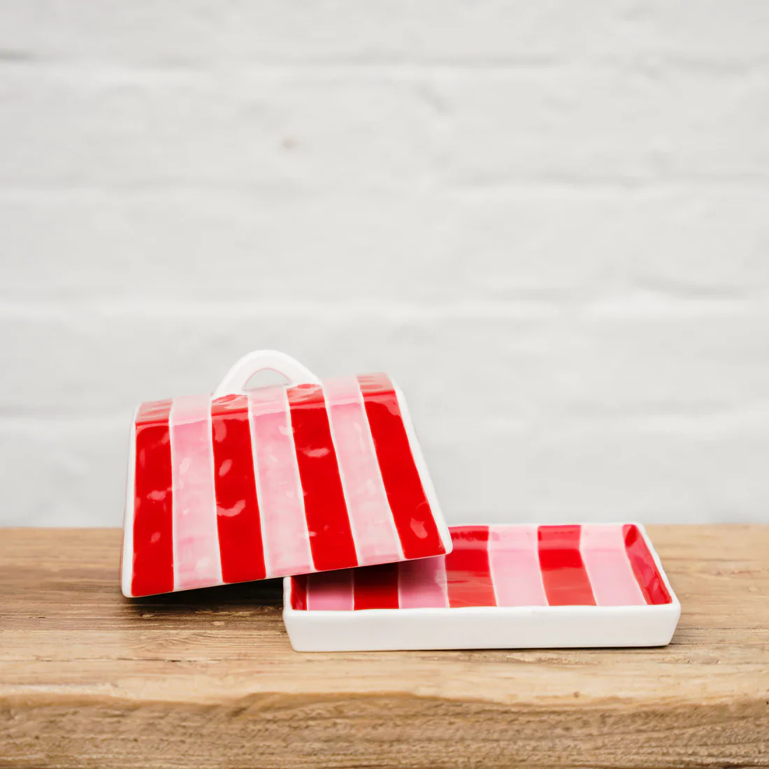 Large Butter Dish | Red & Pink - Image 2