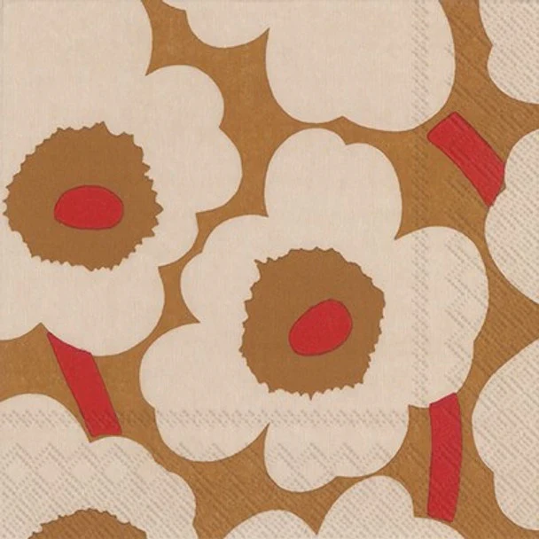 Marimekko Napkins | Unikko Dark Cream Red