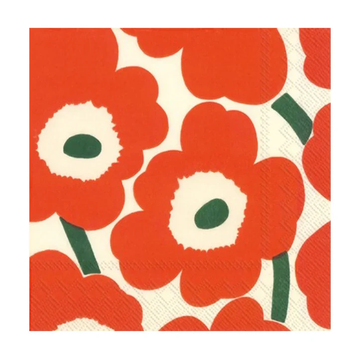 Marimekko Napkins | Unikko Orange Green