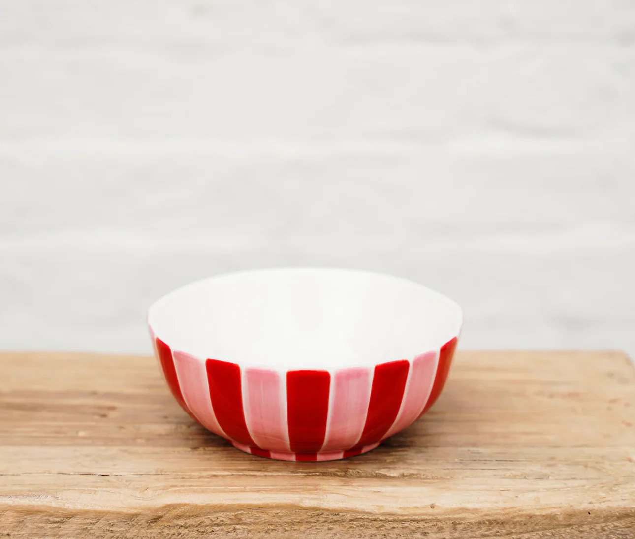 Medium Bowl | Pink & Red Stripes