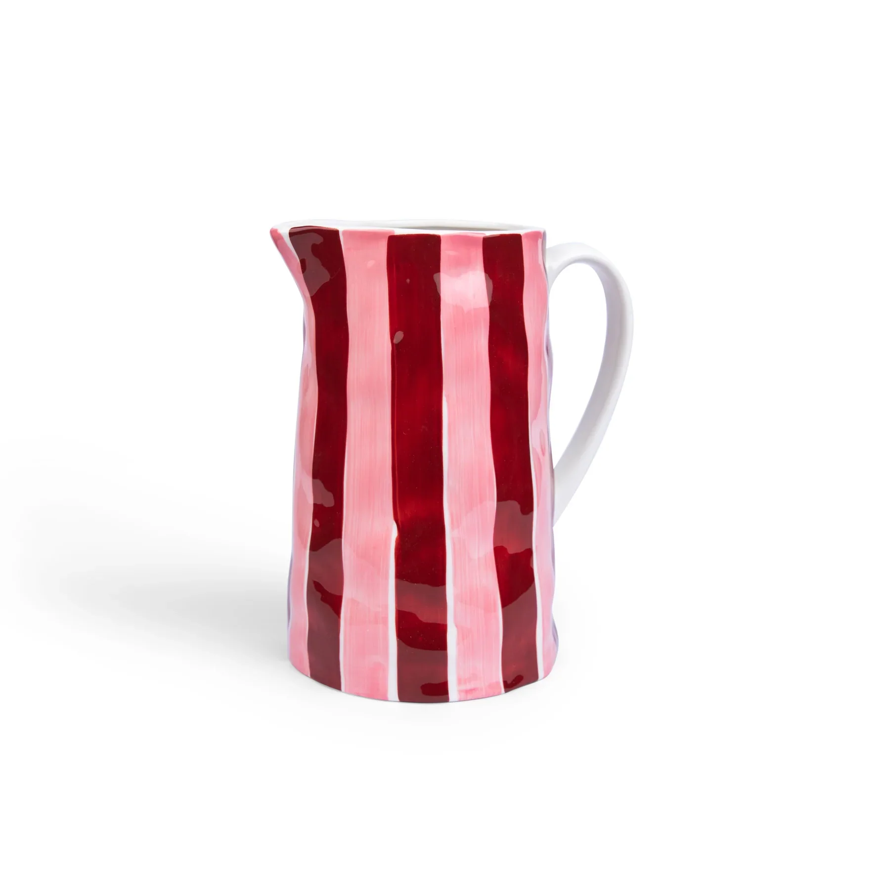 Medium Jug | Burgundy & Pink Stripe