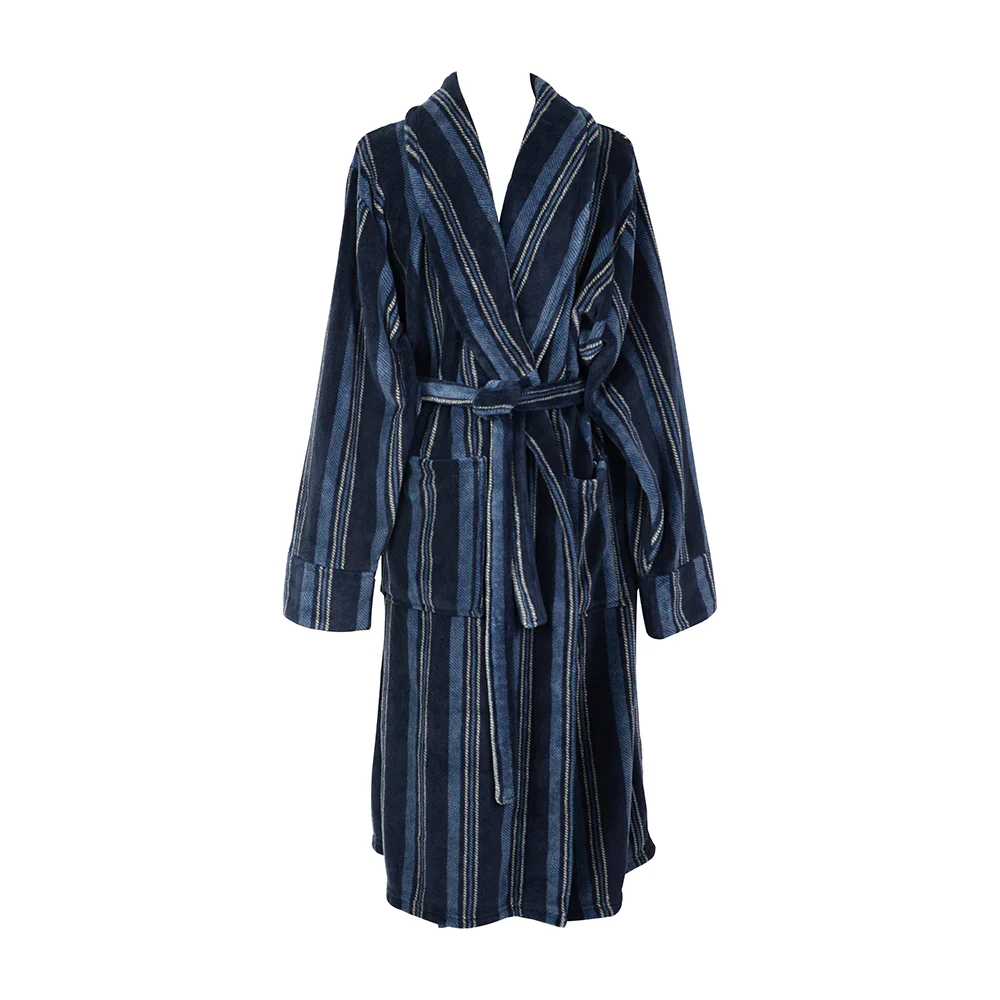 Men's Bath Robe | Blue Stripe