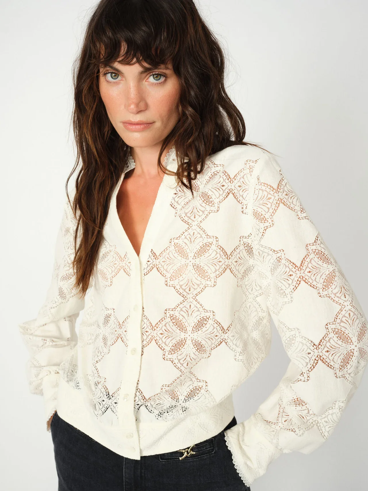 Monia Yen Lace Shirt | Ecru
