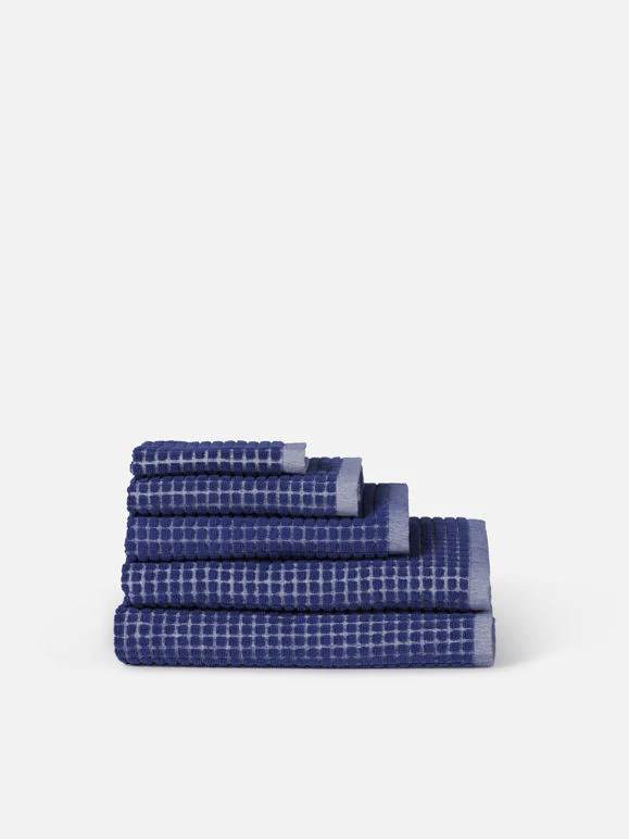 Nero Cotton Hand Towel | Cobalt/Cream - Image 5
