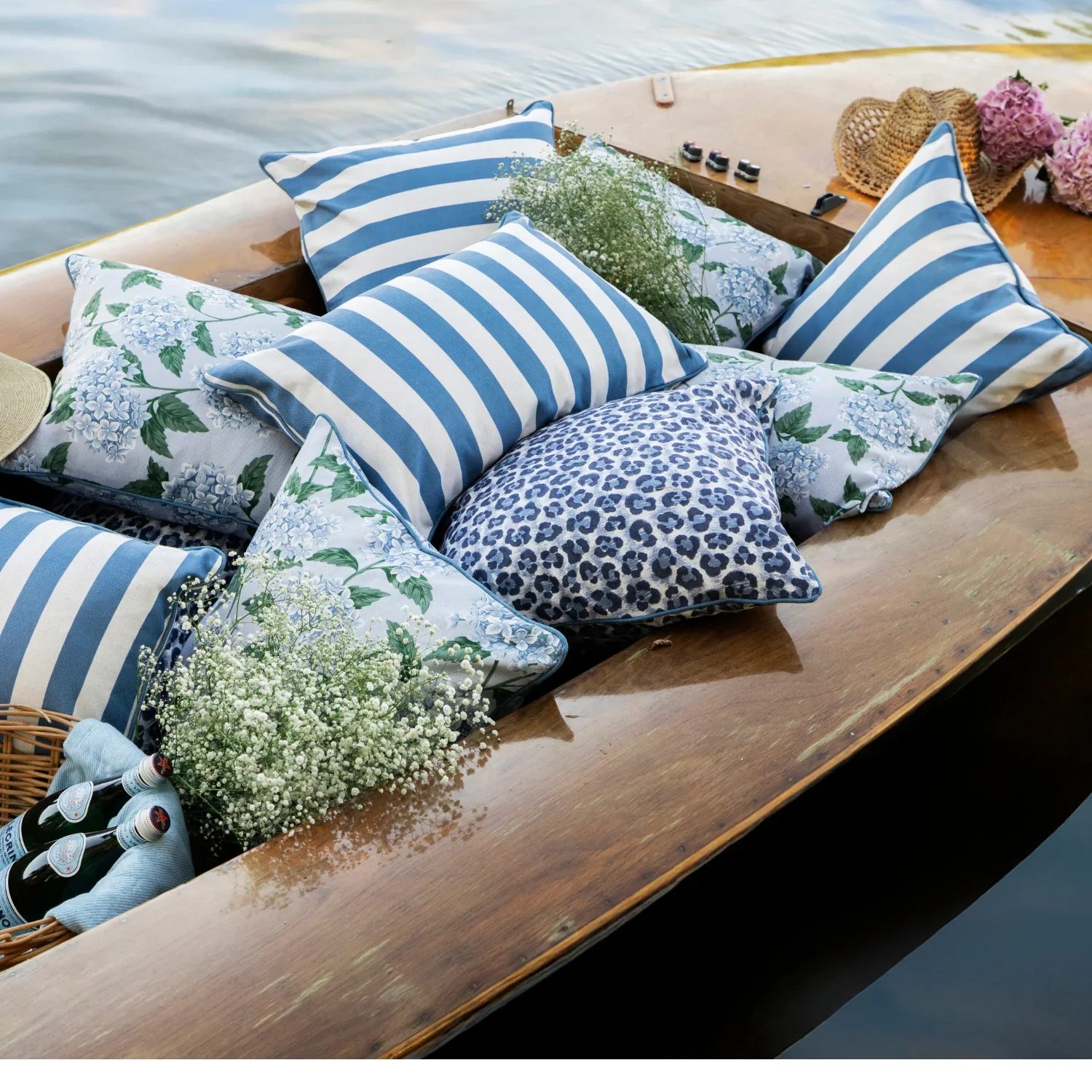 Outdoor Blue Stripe Cushion 50x50cm - Image 2