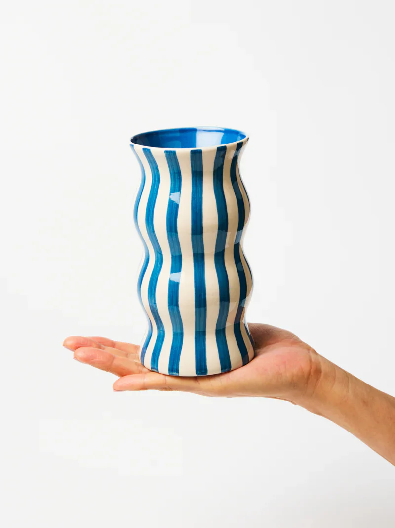 Palma Stripe Vase | Navy - Image 2