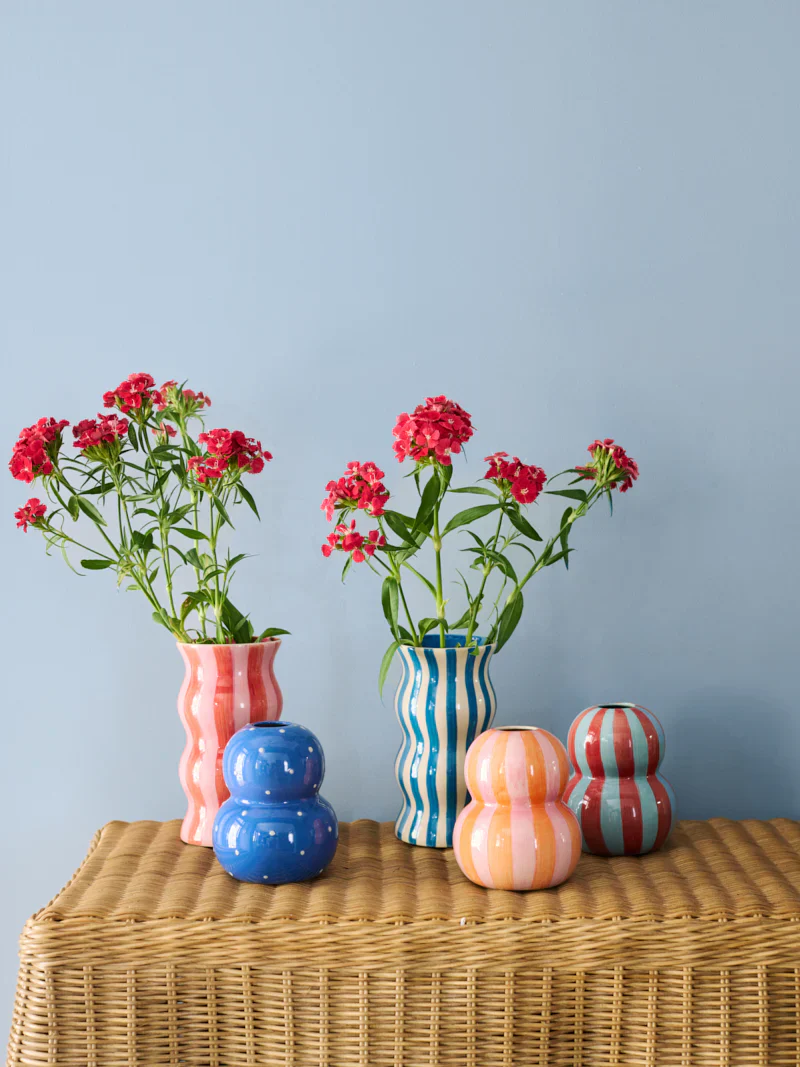 Palma Stripe Vase | Navy - Image 4