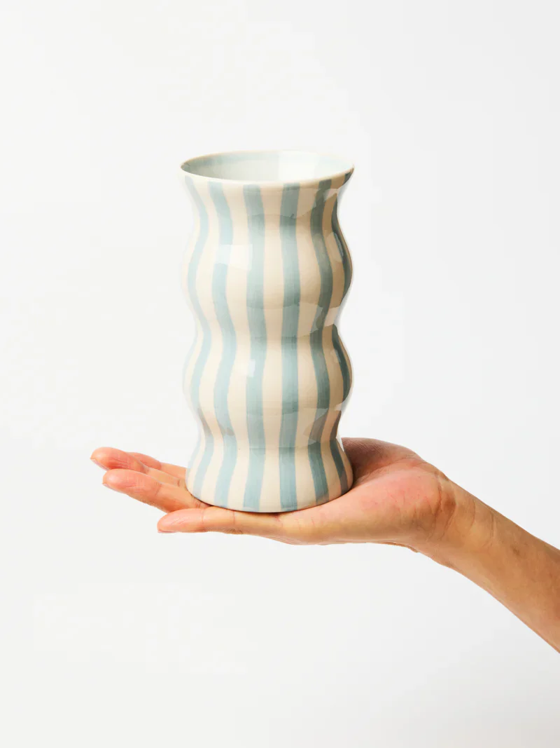 Palma Stripe Vase | Pale Blue - Image 2