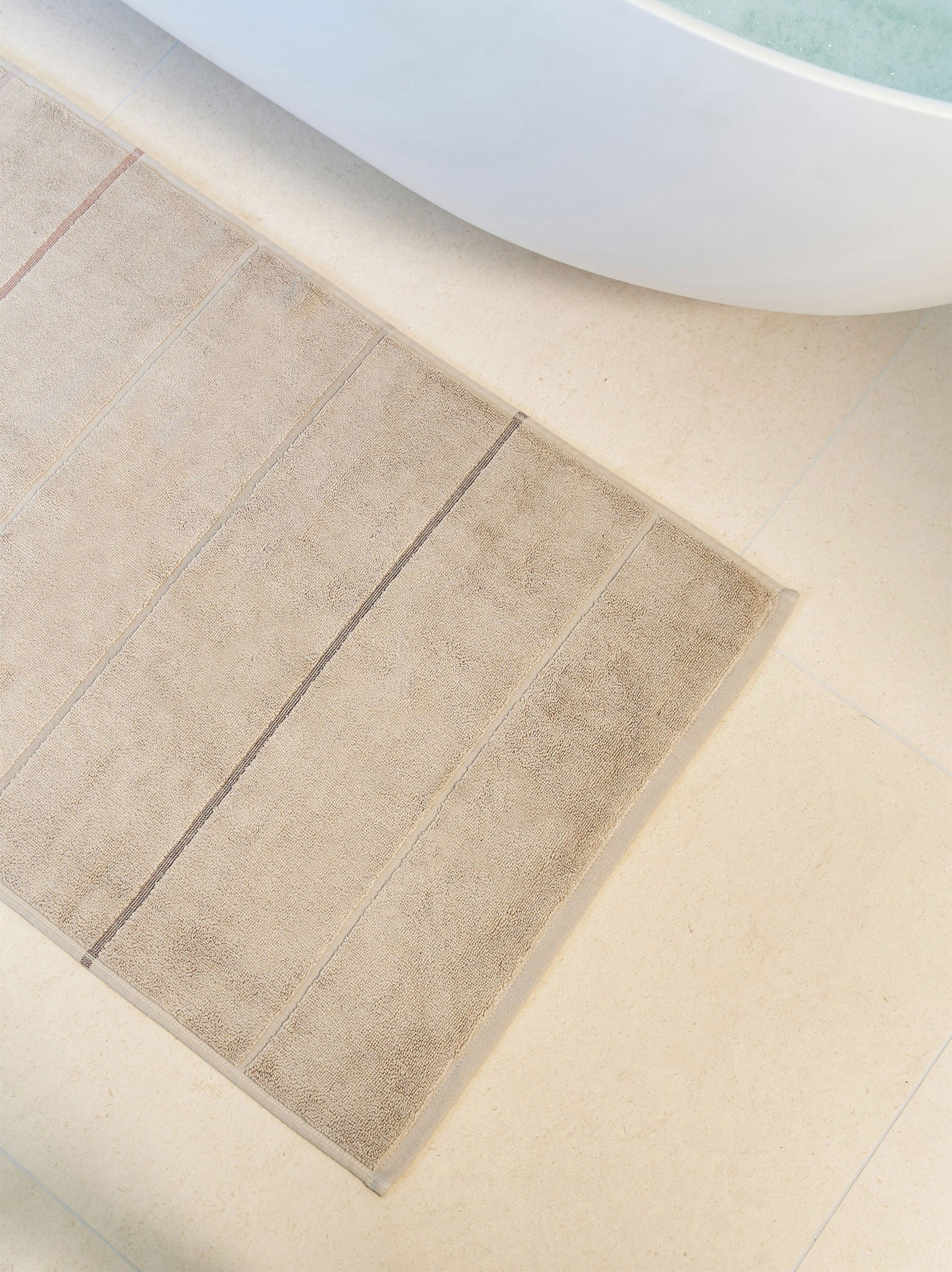Pia Cotton Bath Mat | Oat/Multi - Image 2
