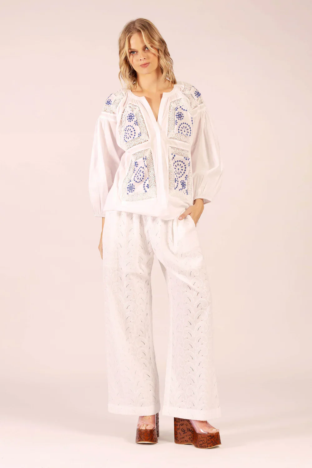 Twenty Lace Blue Insert Shirt - Image 2