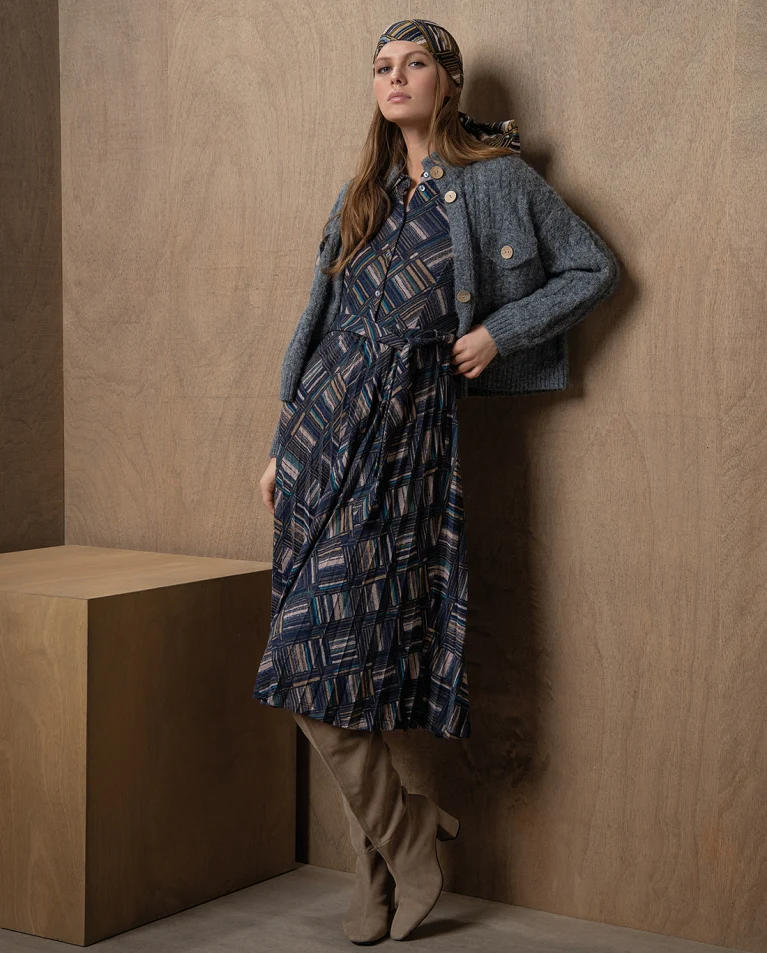 Geometric Print Shirt Dress | Blue