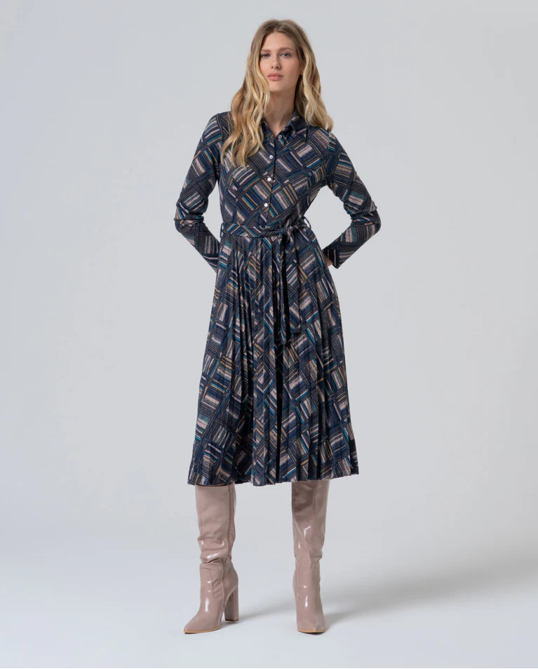 Geometric Print Shirt Dress | Blue - Image 2