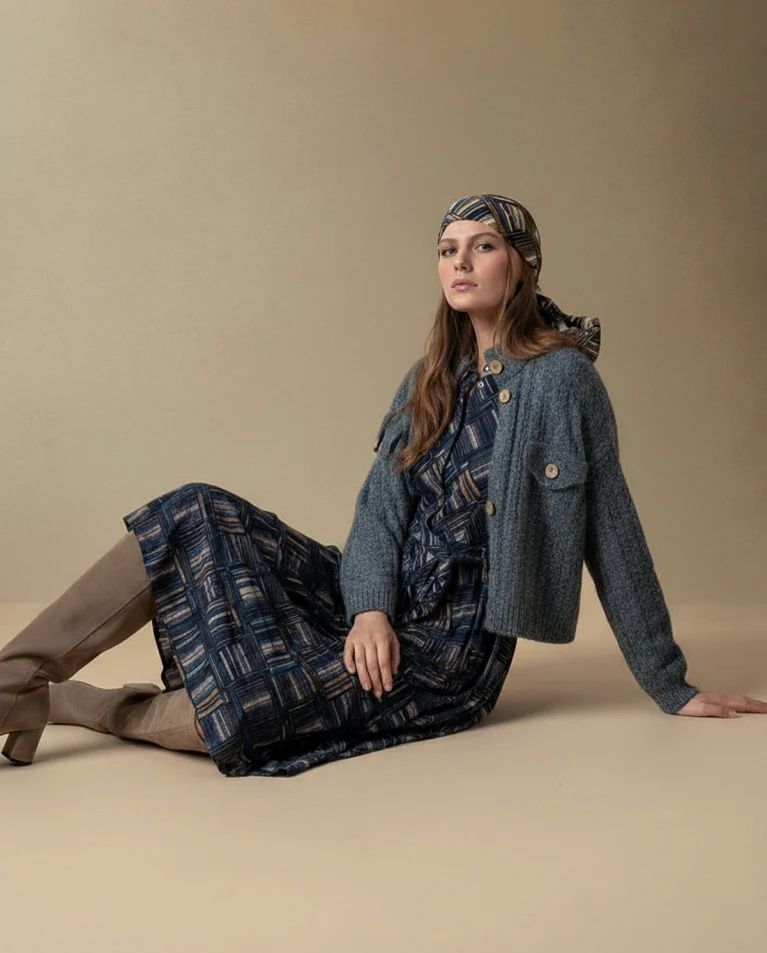 Geometric Print Shirt Dress | Blue - Image 3