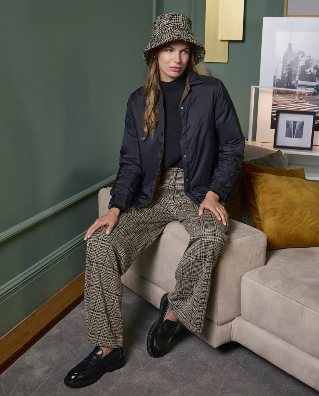 Wide Leg Jacquard Pants| Black