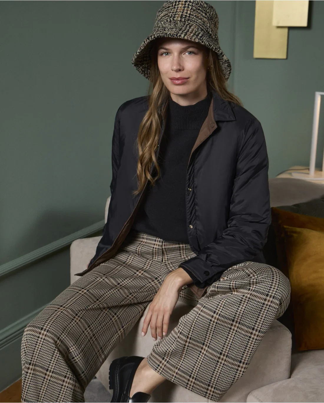 Wide Leg Jacquard Pants| Black - Image 2