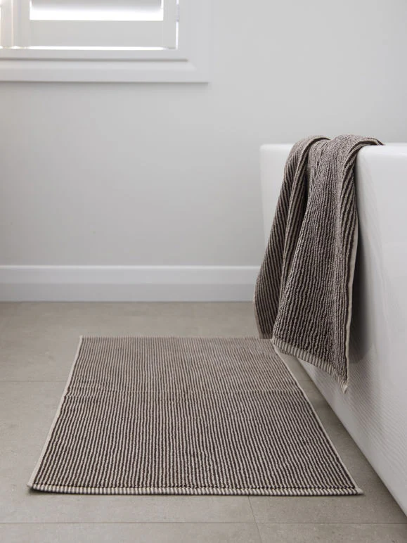 Stripe Cotton Bath Mat | Cocoa/Bone - Image 3