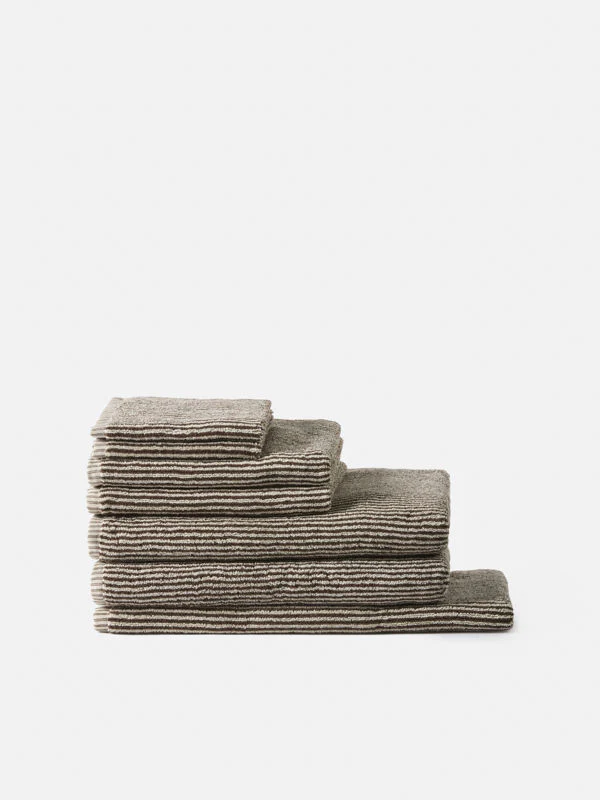 Stripe Cotton Face Cloth | Cocoa/Bone - Image 2