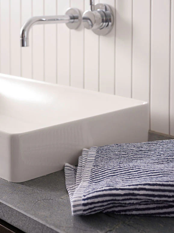Stripe Cotton Hand Towel | Navy White - Image 2