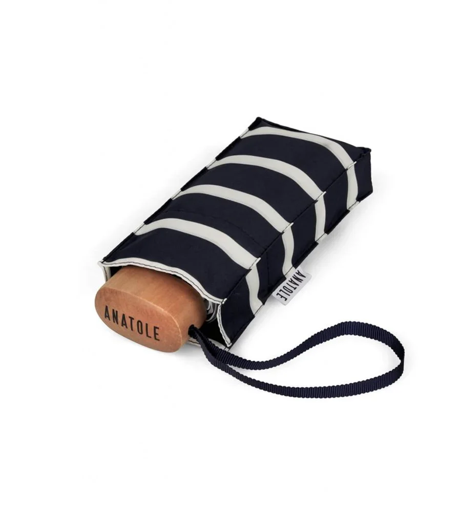 Striped Navy Micro-Umbrella – white stripes – PABLO - Image 3