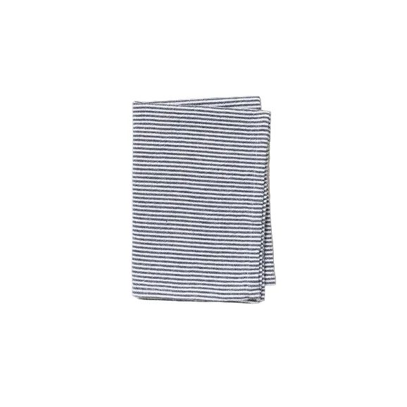 Striped Washed Cotton Tea Towel | Navy