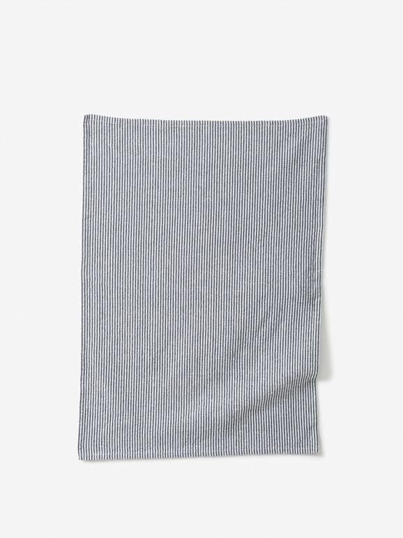 Striped Washed Cotton Tea Towel | Navy - Image 2