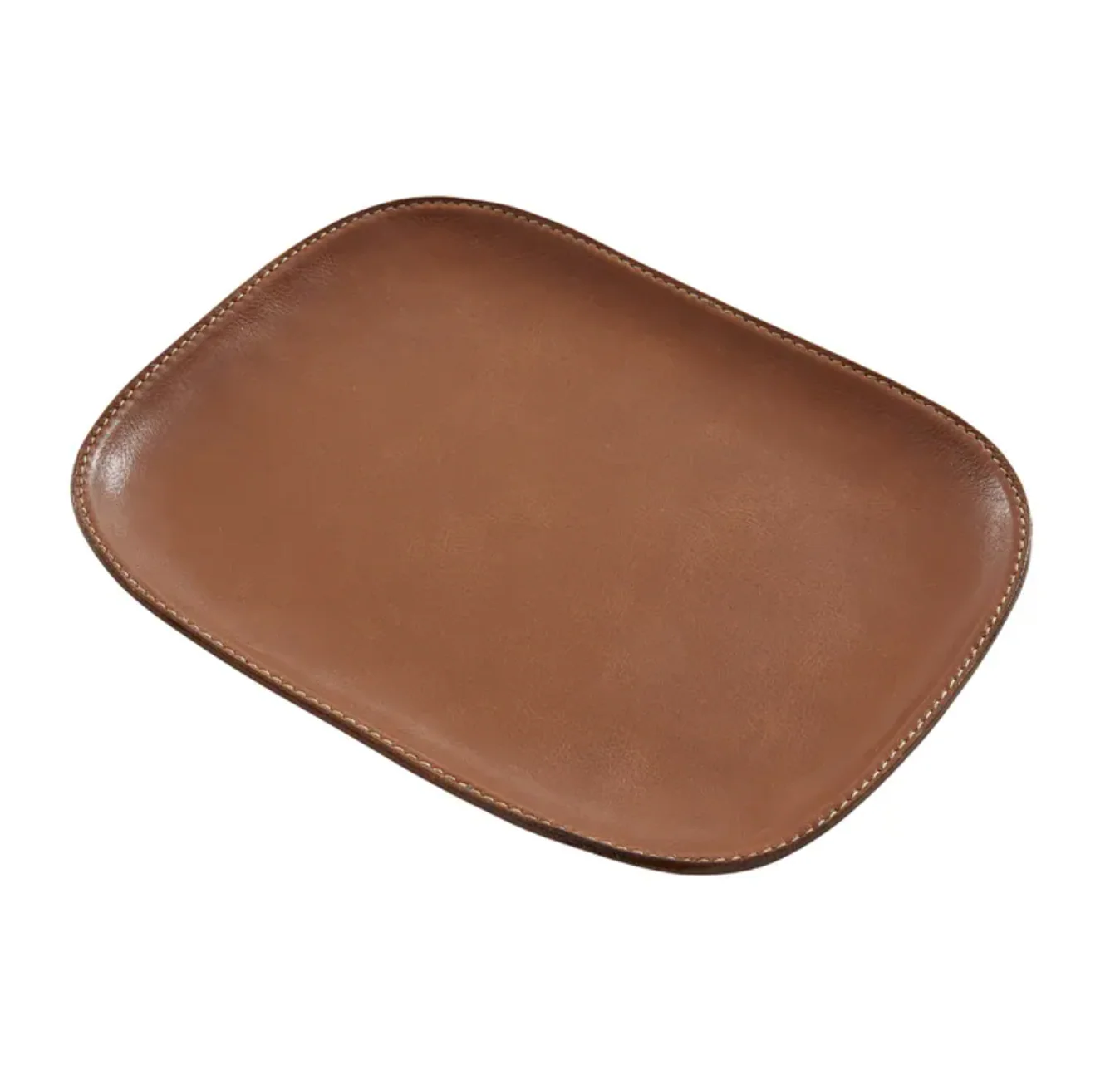 Tan Leather Valet Tray w Stitching - Image 4